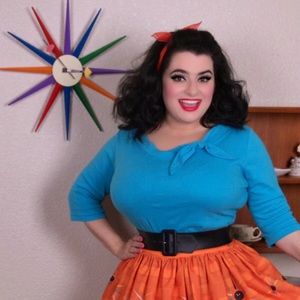Heart of Haute Lily Pinup Top Turquoise Blue 1X